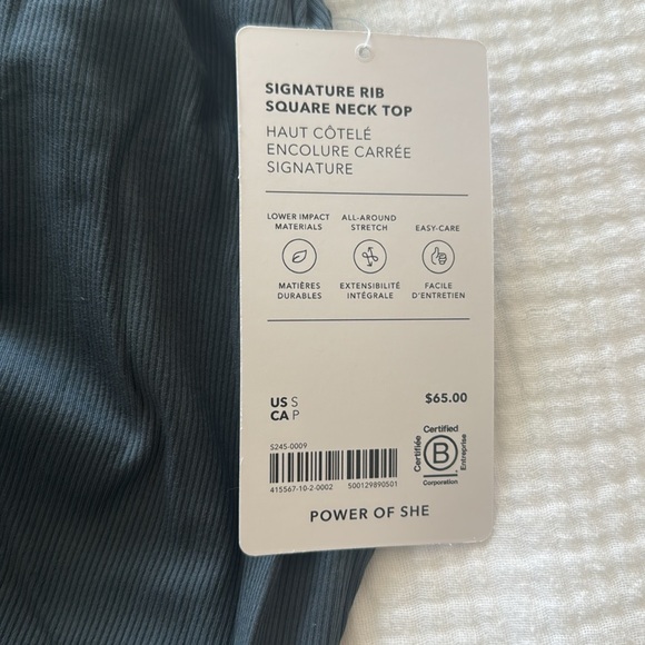 Athleta Signature Rib Square Neck Long Sleeve Top Eden Size S BRAND NEW - Picture 5 of 7